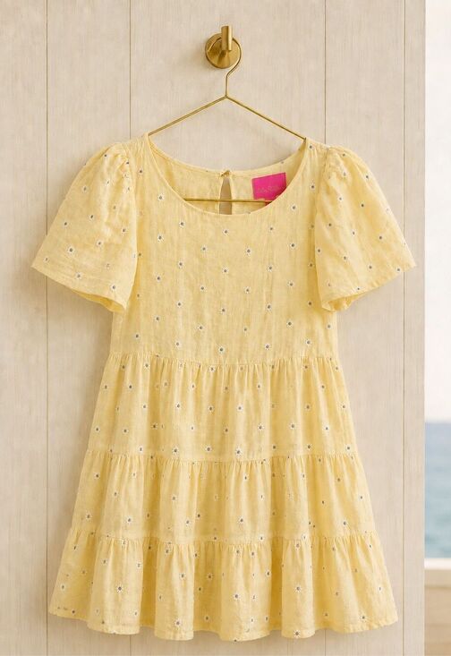 Lilly Pulitzer Dresses & Skirts - NWT Lilly Pulitzer Yellow Embroidered Tiered Mini Dress Jocelyn Linen Dress, Sma